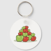 Rode en Groene Appel stapel Verse Vruchten Sleutelhanger (Achterkant)