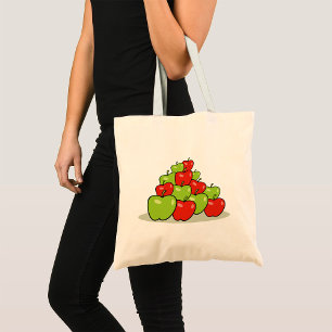 Rode en Groene Appel Stapel Verse Vruchten Tote Bag