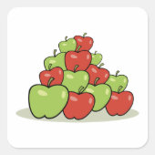 Rode en Groene Appel stapel Verse Vruchten Vierkante Sticker (Voorkant)