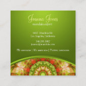 Rode en groene appels Mandala Vierkante Visitekaartje (Achterkant)