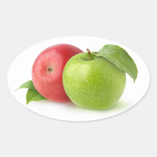 Rode en groene appels ovale sticker (Voorkant)
