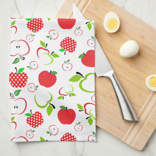 Rode en groene appels theedoek (Quarter Fold)