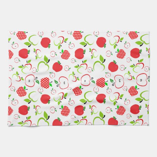Rode en groene appels theedoek (Horizontaal)