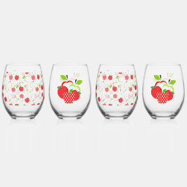 Rode en groene appels wijnglas zonder voet