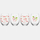 Rode en groene appels wijnglas zonder voet (Achterkant)