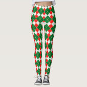 Rode en groene argyle broek leggings (Voorkant)
