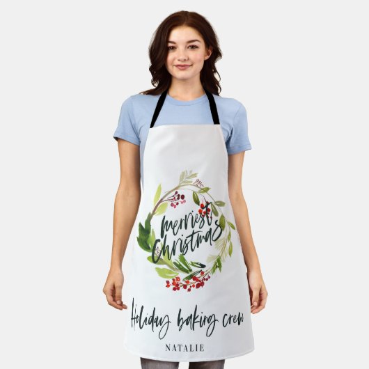 Rode en groene bladeren met kerstfeestdag apr. schort (Gedragen)