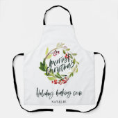 Rode en groene bladeren met kerstfeestdag apr. schort (Voorkant)