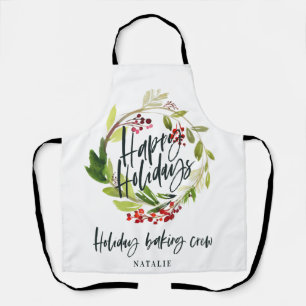 Rode en groene bladeren met kerstvakantie schort