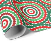 Rode en groene bloeiende geometrische kerst cadeaupapier (Rol Hoek)