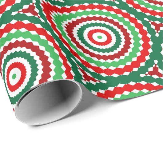 Rode en groene bloeiende geometrische kerst cadeaupapier (Rol Hoek)