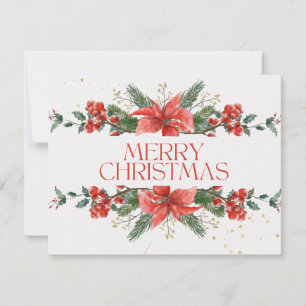 Rode en groene bloemrijke kerstkaart