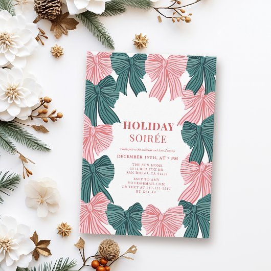 Rode en groene bogen kerstvakantie Soirée Kaart