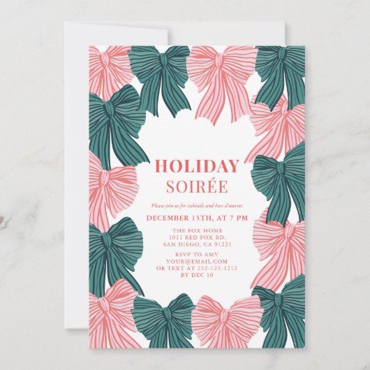 Rode en groene bogen kerstvakantie Soirée Kaart (Voorkant)