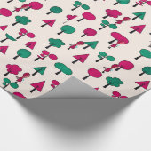 Rode en groene bomen met meisje cadeaupapier (Hoek)