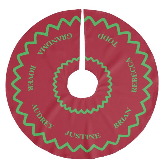  rode en groene boomrok met namen kerstboom rok (Voorkant)