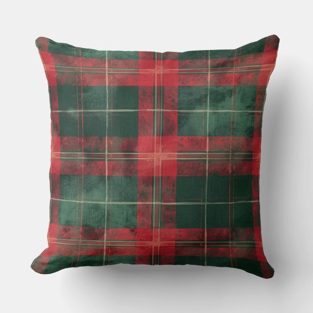 Rode en groene Buffalo Plaid Christmas Sierkussen (Voorkant)