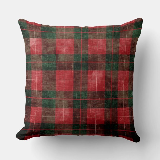 Rode en groene Buffalo Plaid Christmas Sierkussen (Voorkant)