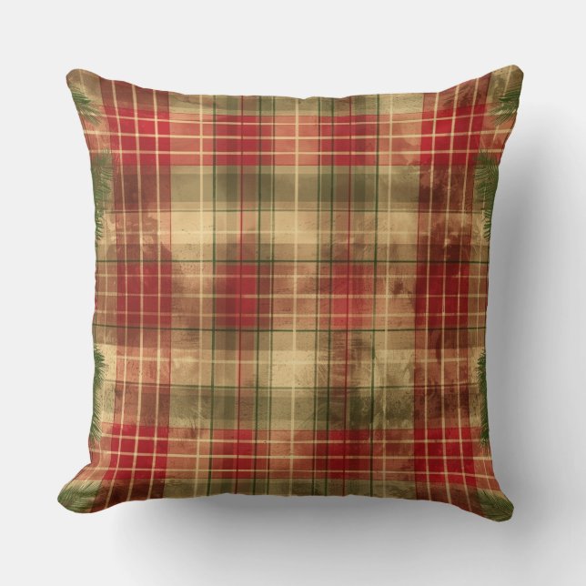 Rode en groene Buffalo Plaid Christmas Sierkussen (Voorkant)