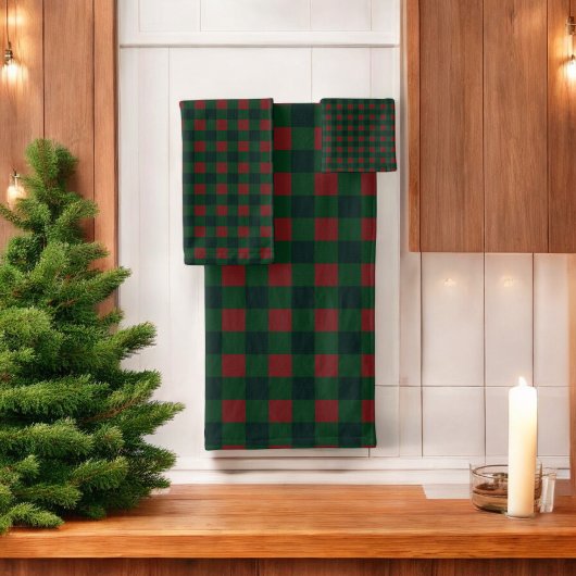 Rode en groene Buffalo Plaid Holiday Badhanddoek Bad Handdoek