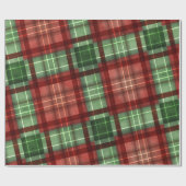 Rode en groene buffelruitjes kerst cadeaupapier (Vlak)