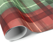 Rode en groene buffelruitjes kerst cadeaupapier (Rol Hoek)