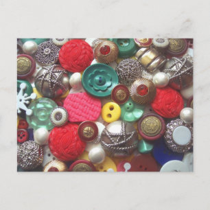Rode en groene Button collage Briefkaart