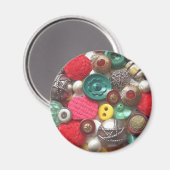 Rode en groene Button collage Magneet (Voorkant / Achterkant)