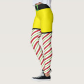 Rode en groene Candy Cane Elf Kerstmis Leggings (Links)