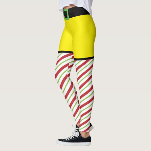 Rode en groene Candy Cane Elf Kerstmis Leggings (Links)