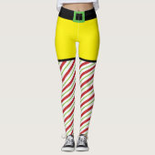 Rode en groene Candy Cane Elf Kerstmis Leggings (Voorkant)