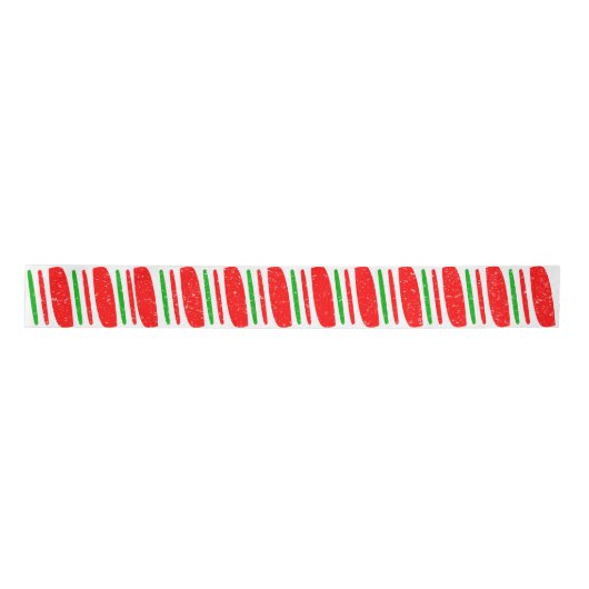  Rode en Groene Candy Cane Kerst Custom Satijnen Lint (Voorkant)