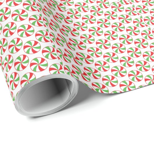 Rode en Groene Candy Cane Kerst Inpakpapier (Rol Hoek)