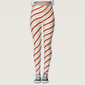 Rode en groene Candy Cane Kerstmis Leggings (Voorkant)