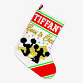  RODE EN GROENE CHEERLEADER CUSTOM STOCKING GROTE KERSTSOK (Voorkant (Hangend))