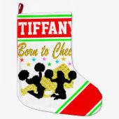  RODE EN GROENE CHEERLEADER CUSTOM STOCKING GROTE KERSTSOK (Voorkant)