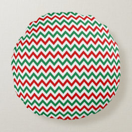 Rode en groene Chevron decoratieve kussensloop Rond Kussen