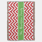 Rode en groene Chevron familie monogram Deken (Voorkant Verticaal)