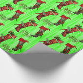 Rode en groene Chic Christmas Stocking Gift Wrap Cadeaupapier (Hoek)