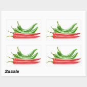Rode en groene chilipepers rechthoekige sticker (Vel)