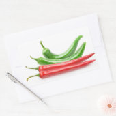 Rode en groene chilipepers rechthoekige sticker (Envelop)