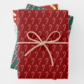 Rode en groene Christmas Candy Cane Patroon Inpakpapier Vel (In situ)