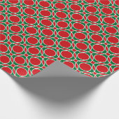 Rode en groene cirkels Patroon Kerstmis Cadeaupapier (Hoek)