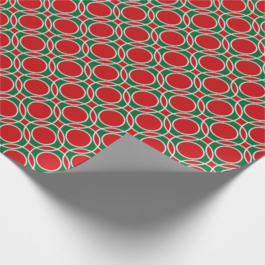 Rode en groene cirkels Patroon Kerstmis Cadeaupapier (Hoek)