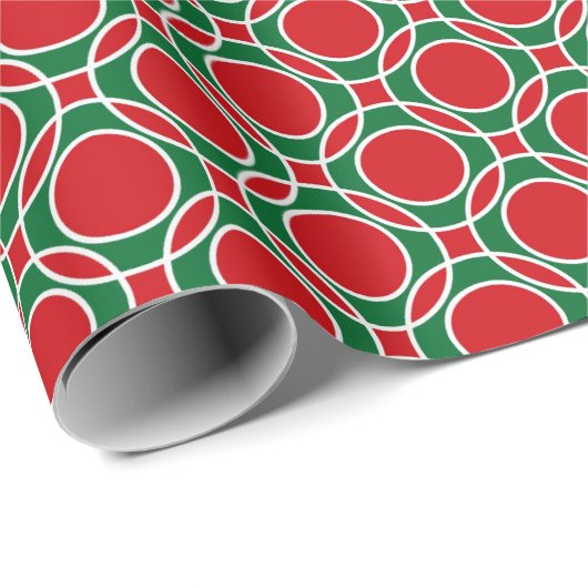 Rode en groene cirkels Patroon Kerstmis Cadeaupapier (Rol Hoek)