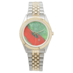 Rode en groene contrasterende kleuren horloge