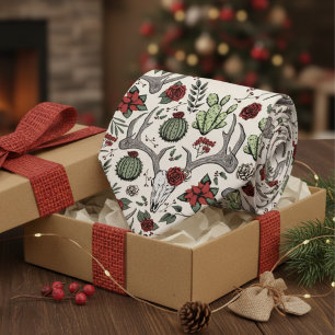 Rode en groene Country Christmas Deer Head Antlers Stropdas