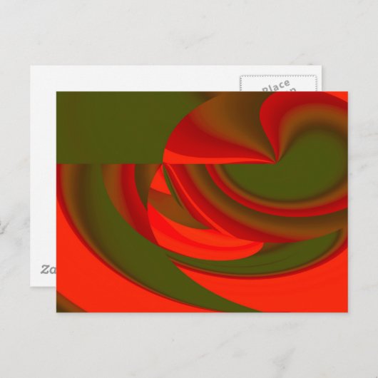 Rode en groene Cubist Abstract Briefkaart (Voorkant / Achterkant)