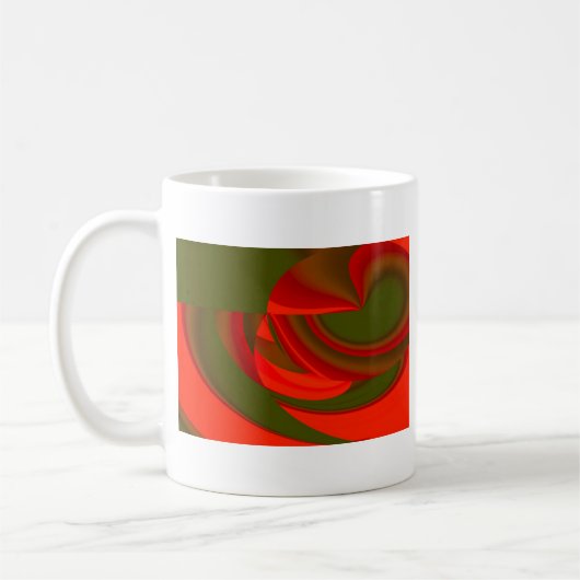 Rode en groene Cubist Abstract Koffiemok (Links)