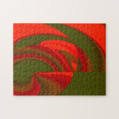 Rode en groene Cubist Abstract Legpuzzel (Horizontaal)